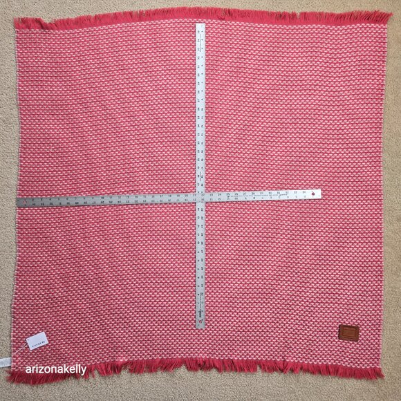 NWT Coach Wool Pink Tweed Woven Square Scarf - Picture 13 of 14
